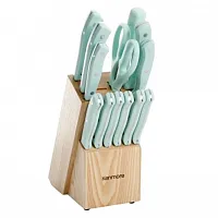 Kenmore Kane 14 Piece Stainless Steel Cutlery Set in Glacier Blue with Rubber Wo