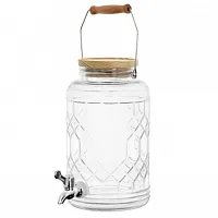 Gibson Home 0.95 Gallon Duval Glass Beverage Dispenser with Wooden Lid and Handl