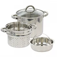 Oster Sangerfield 5 Quart Stainless Steel Pasta Pot with Steamer Insert and Bask