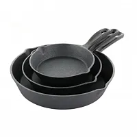Oster Castaway 3 Piece Cast Iron Pre-Seasoned Frying Pans