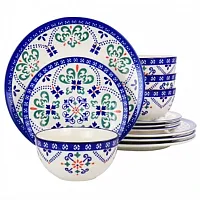 Laurie Gates California Designs Tierra Star 12 Piece Hand Painted Dinnerware Set