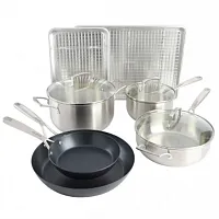 Babish 12 Piece Stainless Steel, Carbon Steel, &amp; Aluminum Essential Cookware