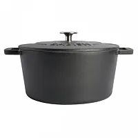 Babish 6 Quart Round Enameled Cast Iron Dutch Oven with Self-Basting Lid in Blac