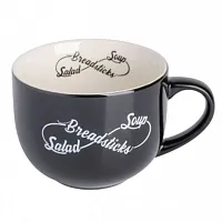 Babish 17 Ounce Wide Fine Ceramic Breadstick Soup &amp; Salad Mug in Black