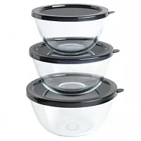Babish 6 Piece Borosilicate Glass Mixing Bowl Set with Lids