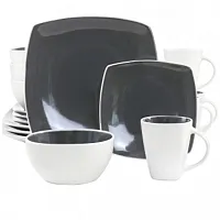 Gibson Elite Soho Lounge 16 Piece Stoneware Dinnerware Set in Grey