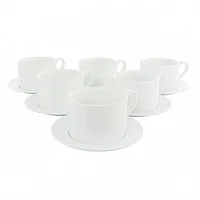 Our Table Simply White 6 Piece 3.75 Inch Porcelain Cups With Saucers Set