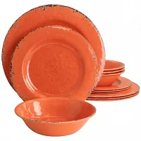 Laurie Gates California Designs Mauna 12 Piece Melamine Dinnerware Set in Crackl