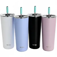 Mr. Coffee Java Quest 4 Piece 23 oz Stainless Steel Tumbler Set with Lids and St