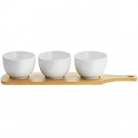 Gibson Elite Gracious Dining 4 Piece Fine Ceramic Tidbit Bowl Set with Base in W