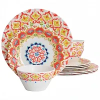 Laurie Gates California Designs Tamayo 12 Piece Melamine Dinnerware Set in Multi