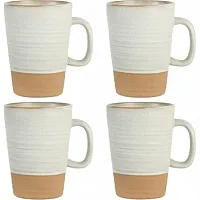 Gibson Elite Dreamweaver 4 Piece 17 Ounce Round Earthenware Mug Set in Sand Crea