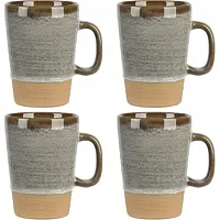 Gibson Elite Dreamweaver 4 Piece 17 Ounce Round Earthenware Mug Set in Earthy Br