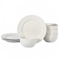 Gibson Home Fine Ceramic 8 Piece Dinnerware Set in White