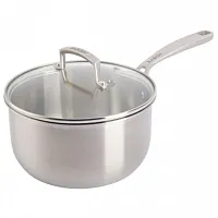 Babish 3.5 Quart Stainless Steel Tri-Ply Double Riveted Saucepan with Lid in Sil