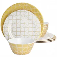 Laurie Gates California Designs Summer Bloom 12 Piece Melamine Dinnerware Set in