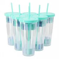 Gibson Home Tropical Sway Orleans 6 Pc 24 Oz Double Wall Plastic Tumbler Set wit