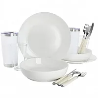 Gibson Home Nobella 14 Piece Fine Ceramic Dinnerware Set in White