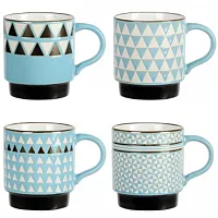 Mr. Coffee Prime Valley 4 Piece 15 Ounce Stackable Coffee Mug Set in Assorted De