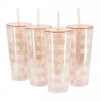 Mr. Coffee Modern Euphoria 4 Piece 23 Ounce Plastic Tumbler with Straw and Lid S