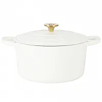 Crockpot Artisan 7 Quart Round Enameled Cast Iron Dutch Oven with Lid in Linen