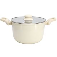 Gibson Home Barnsdall 5 Quart Ceramic Nonstick Aluminum Stock Pot with Lid in Cr