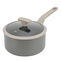 Oster Ambrose 3 Quart Nonstick Aluminum Saucepan with Lid in Matte Grey