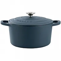 Crockpot Artisan 7 Quart Enameled Cast Iron Dutch Oven in Matte Navy Blue