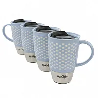 Mr. Coffee Coupleton Dot 4 Piece 15 Ounce Stoneware and Stainless Steel Travel M