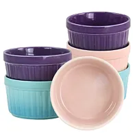 Crockpot Thornburg 6 Piece 12 Ounce Round Stoneware Ramekin Set in Pastel Assort