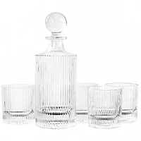 Gibson Home Acropolis 5 Piece Decanter and Double Old Fashioned Glasses Set