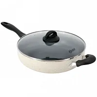 Oster Clairborne 5 Quart Aluminum Nonstick Saute Pan with Lid in Sand