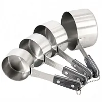 Oster Blakeley 4 Piece Stainless Steel Measuring Cup Set in Dark Gray with Wood