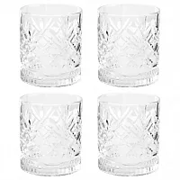 Gibson Home 4 Piece 13 Ounce Diamond Embossed Double Old Fashioned Glassware Set