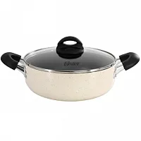 Oster Clairborne 3.6 Quart Nonstick Aluminum Caldero with Lid in Linen