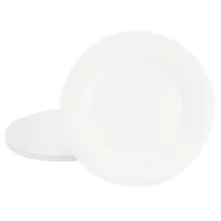 Gibson Ultra White Shadow 6 Piece 10 Inch Opal Glass Dinner Plate Set in White