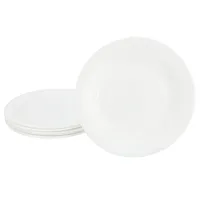 Gibson Ultra White Shadow 6 Piece 7 Inch Opal Glass Dessert Plate Set in White
