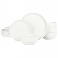 Gibson Home Snowscape 12 Piece fine Ceramic Stackable Dinnerware Set in White