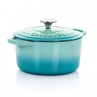 Crock-Pot Artisan 2 Piece 3 Quarts Enameled Cast Iron Dutch Oven in Aqua Blue