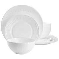 Ultra by Gibson Swanton Arch 12 Piece Break-Resistant Opal Glass Dinnerware Set