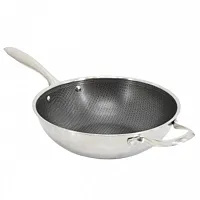 Oster Modessa 11 Inch Nonstick Triply Stainless Steel Wok with Honeycomb Design