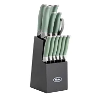 Oster Lindbergh 14 Piece Stainless Steel Cutlery Set in Green with Soft Grip Han