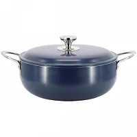 Oster Cartagena 7.4 Quart Nonstick Aluminum Caldero with Lid in Dark Blue