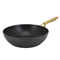 Oster Abbottsford 11 Inch Nonstick Round Aluminum Wok in Black