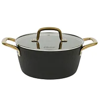 Oster Abbottsford 7 Quart Nonstick Aluminum Dutch Oven with Glass Lid in Black
