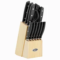 Oster Collister 15 Piece Stainless Steel Cutlery Set in Black with Soft Grip Han