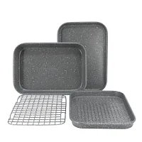 Oster Greystone 4 Piece Nonstick Carbon Steel Toaster Oven Bakeware Set in Speck
