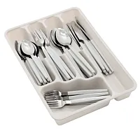 Gibson Home Edzelle 48 Piece Stainless Steel Flatware Set in Gray with Plastic T