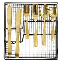 Gibson Home Abbeville 41 Piece Stainless Steel Flatware Set in Gold with Wire Ca