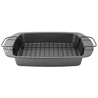 Gibson Home Towerhill 16.7 x 12.7 Inch Nonstick Steel Roaster Pan with Rack